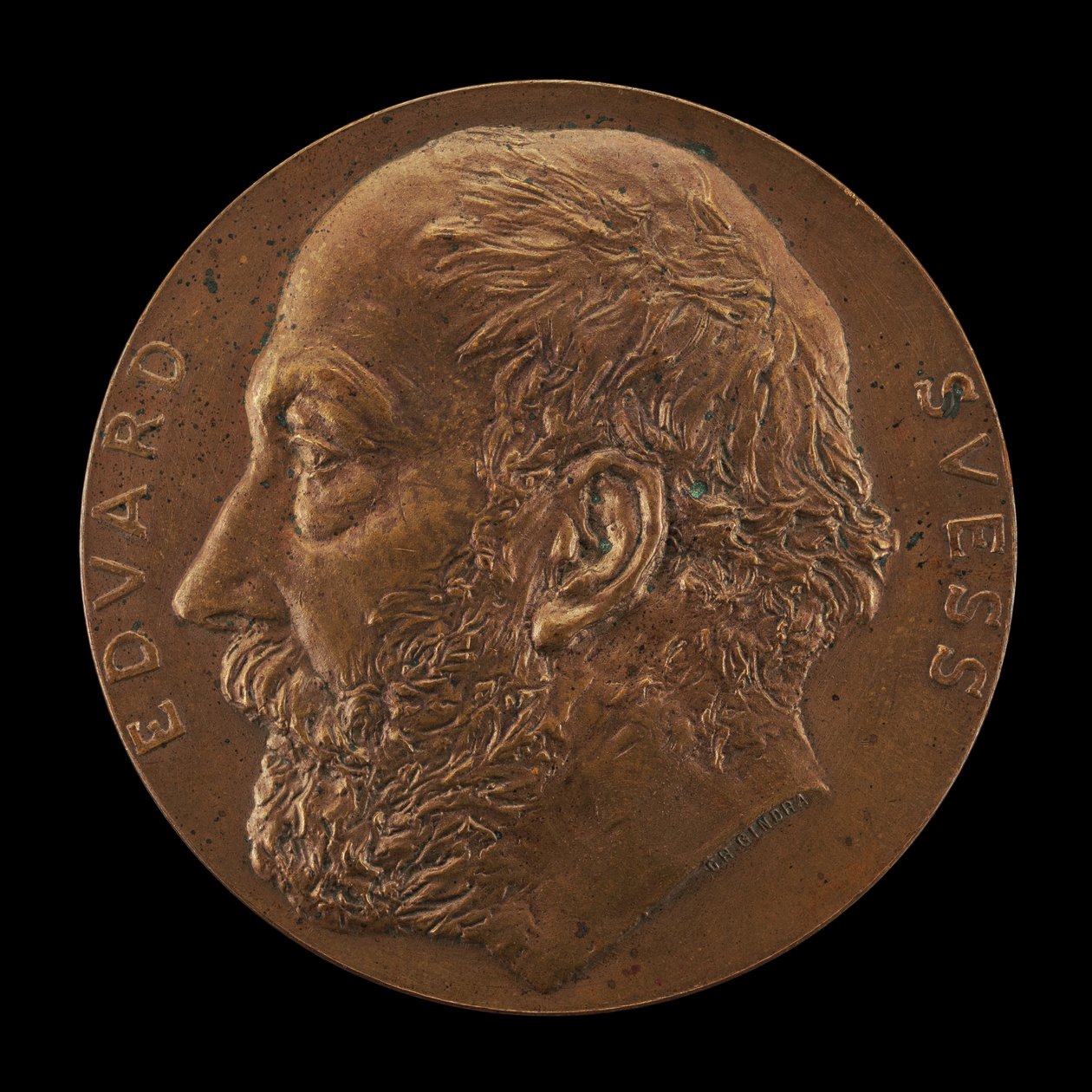 Eduard Suess, 1831-1914, geologi [kannepuoli], 1897. tekijältä Karl Gindra