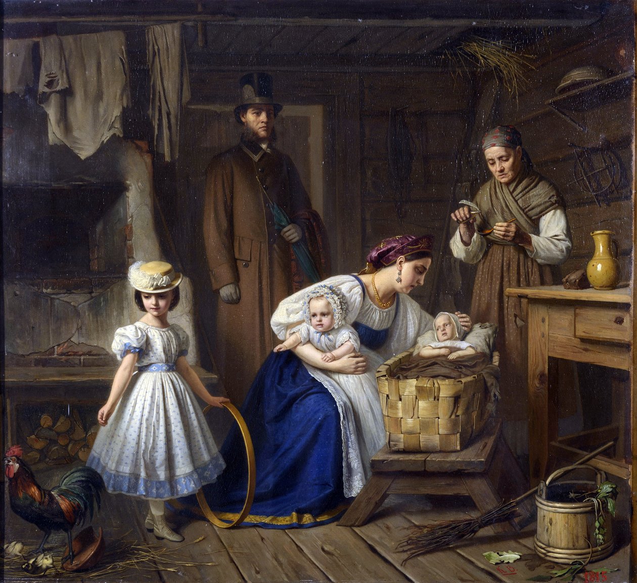 Hoitaja vieraili sairaan lapsensa Wenigin luona, Karl Bogdanovich (1830-1908) tekijältä Karl Gottlieb Wenig