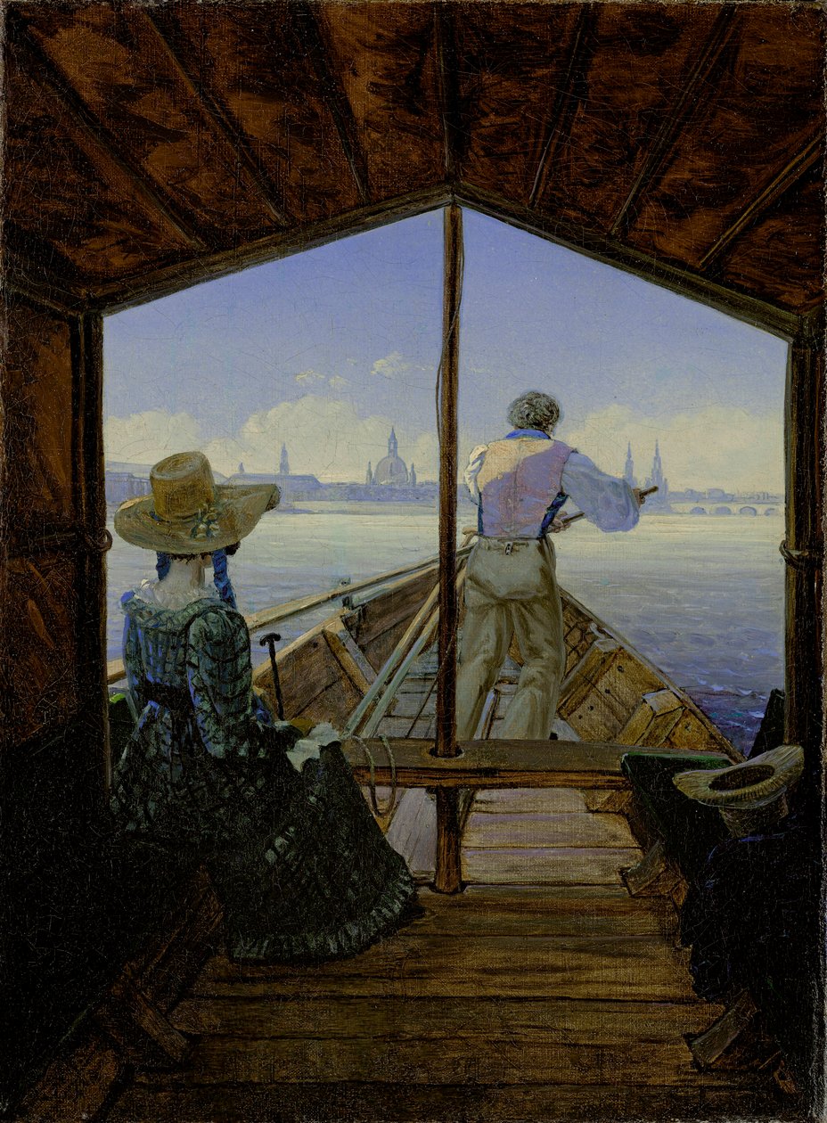 Varhain aamulla Elbellä, lähellä Dresdeniä, 1827 tekijältä Karl Gustav Carus