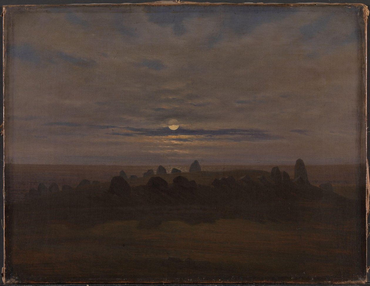 Kivikauden kumpu, n. 1820 (öljy kankaalle) tekijältä Karl Gustav Carus