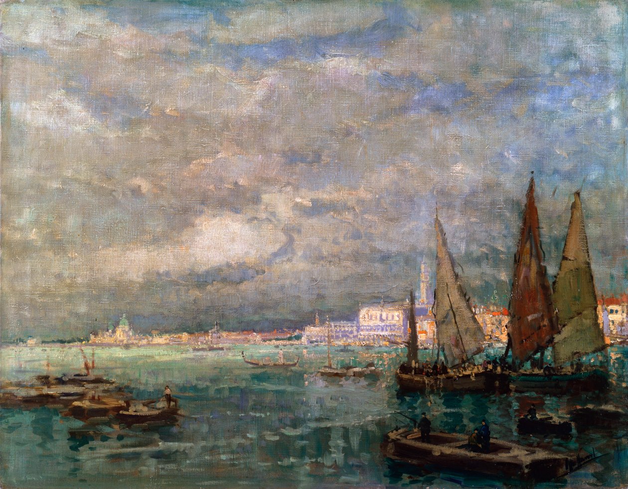 Maisema veneillä, 1800-luvun loppu tai 1900-luvun alku. tekijältä Karl Hagemeister