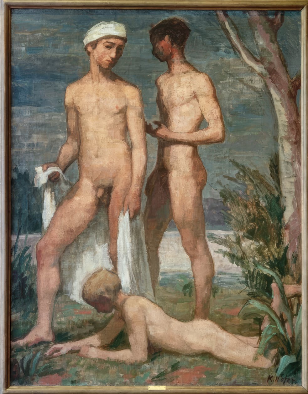 Kolme uivaa nuorta miestä tekijältä Karl Hofer