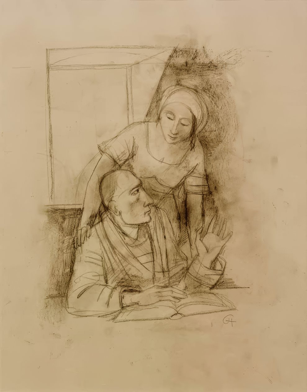 Pari ikkunan ääressä tekijältä Karl Hofer