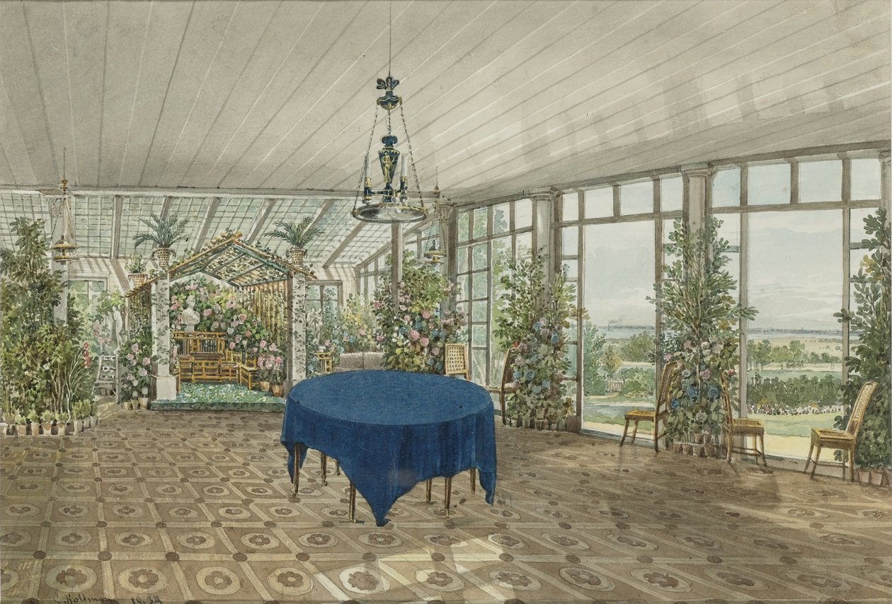 Talvipuutarha Vielgorskyn Pavlinon kartanolla, 1834 tekijältä Karl Ivanovich Kolmann