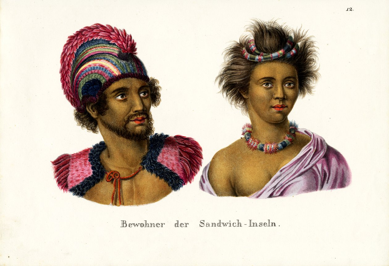 Havaijin ihmiset, 1824 tekijältä Karl Joseph Brodtmann