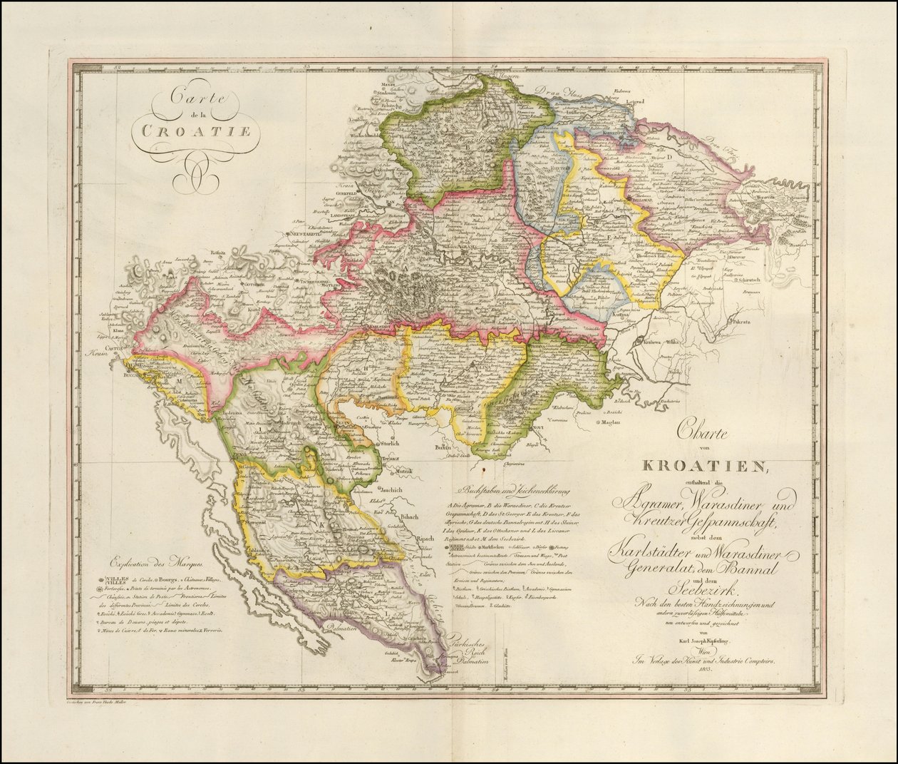 Karl Joseph Kipferlingin laatima Crotian kartta vuodelta 1803. tekijältä Karl Joseph Kipferling