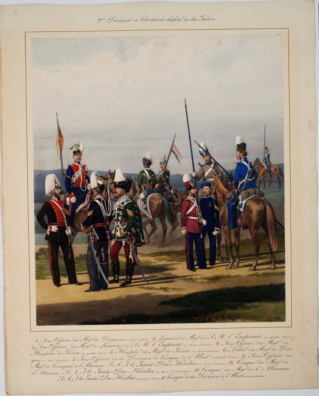 La 2eme division de la cavalerie legere - 2. kaartin ratsuväen divisioona - Piratsky, Karl Karlovich (1813-1889) - 1867 - Värilitografia - 56x45 - Yksityiskokoelma tekijältä Karl Karlovich Piratsky
