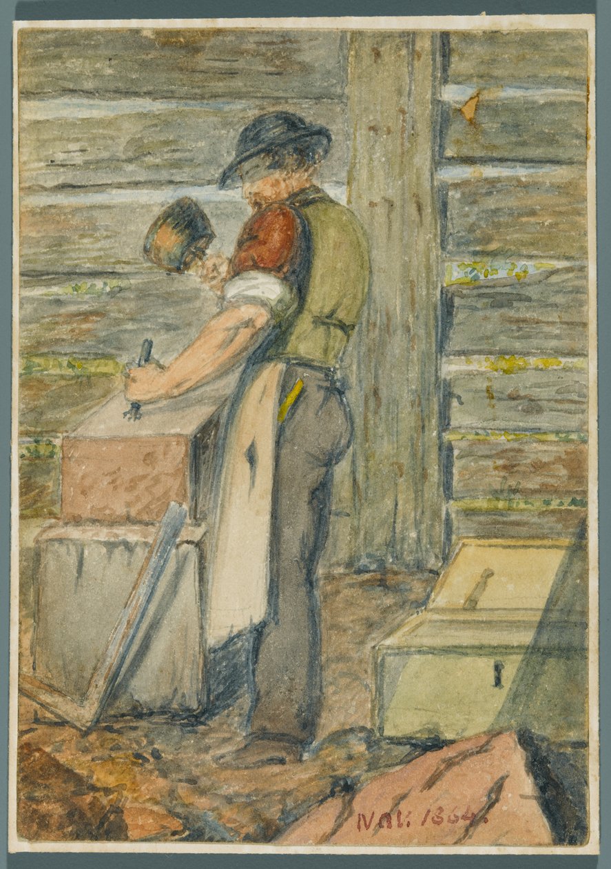 Kivityöläinen, 1864 (wc mustan median alipiirroksen päällä) tekijältä Karl L.H. Mueller