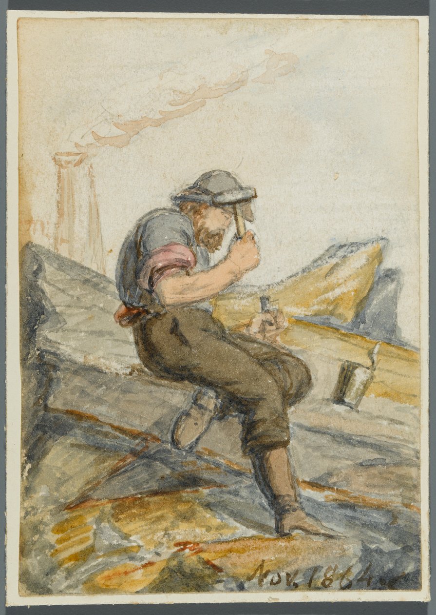 Kivityöläinen, 1864 (wc mustan median alipiirroksen päällä) tekijältä Karl L.H. Mueller