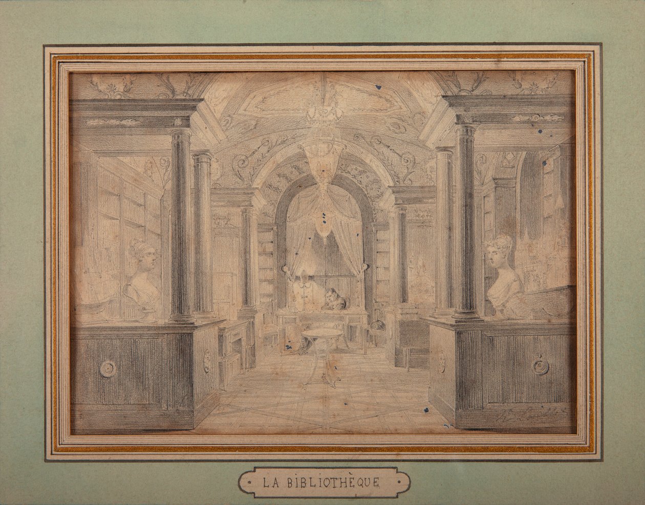 Napoleon töissä Chateau de Malmaisonin kirjastossa, n. 1806 tekijältä Karl Loeillot Hartwig