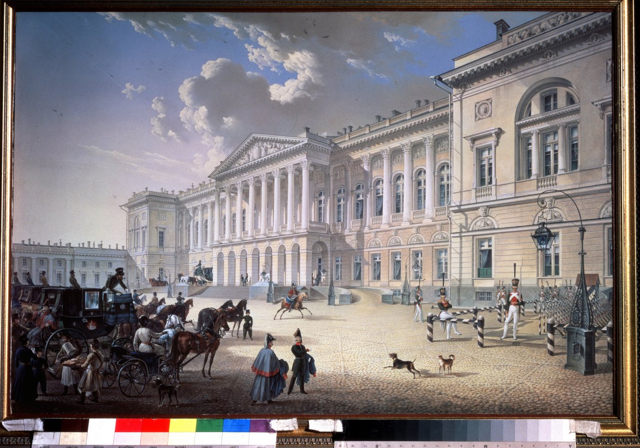 Vanha Michelin palatsi Pietarissa (Vanha Michelin palatsi Pietarissa). Karl Petrovich Beggrovin (1799-1875) maalaus. Guassi paperille tekijältä Karl Pavlovich Beggrov