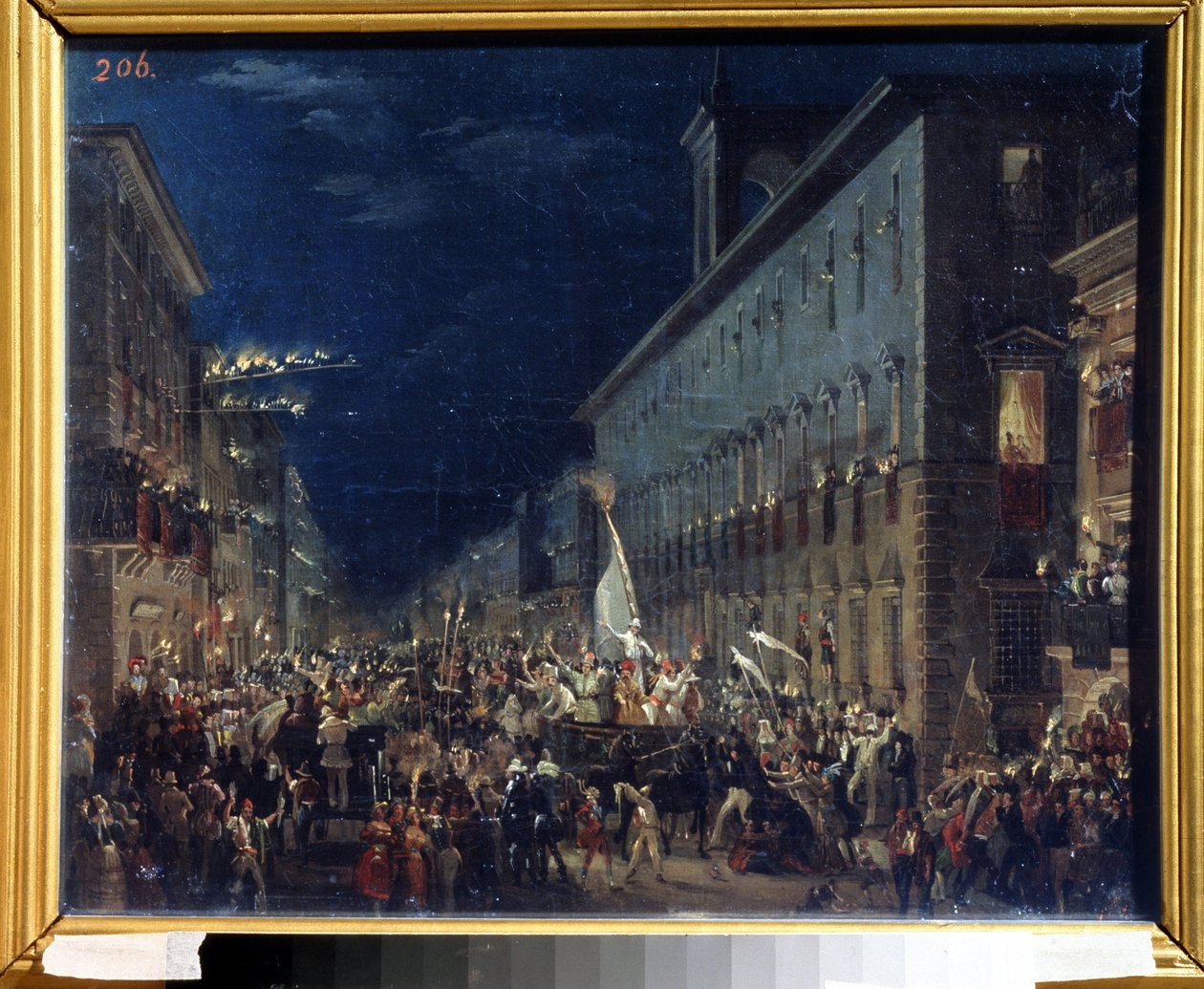 Poliittinen ilmentymä Roomassa (Italia) - Karl Pavlovich Briullov (Briullov) (1799-1852) maalaus - Öljy kankaalle, 37 x 46 cm tekijältä Karl Pavlovich Bryullov