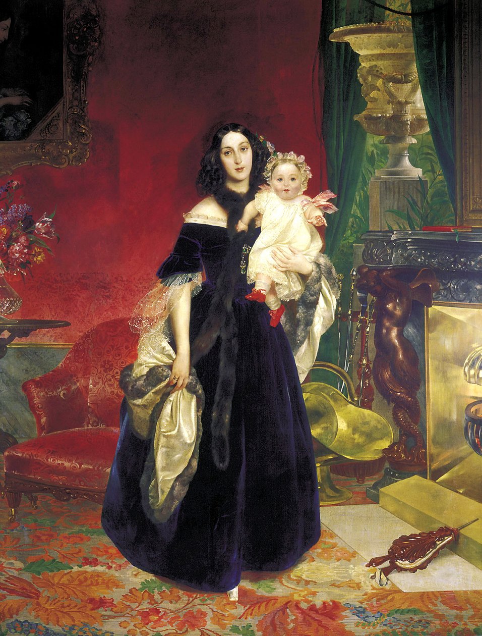Maria Arkadjevna Stolypina Beck 1819-1889 tyttärensä kanssa, 1840. tekijältä Karl Pavlovich Bryullov