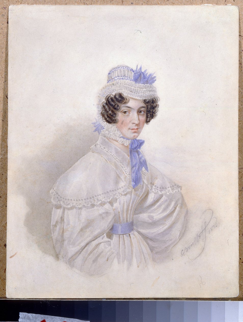 Muotokuva Anna Borisovna Bakuninasta (1802-1835). Karl Pavlovich Briullov (Briullov) (1799-1852) työ, akvarelli paperille tekijältä Karl Pavlovich Bryullov