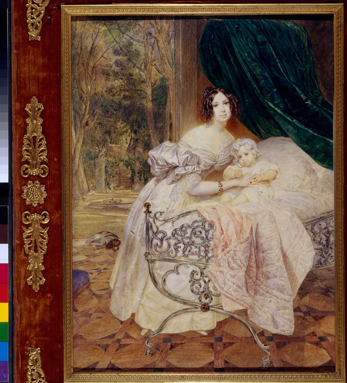 Maria Butevenan muotokuva tyttärensä Marian kanssa (Muotokuva Maria Butenevasta tytär Marian kanssa) - Karl Pavlovich Briullovin (Briullov) (1799-1852) teos, akvarelli paperille tekijältä Karl Pavlovich Bryullov