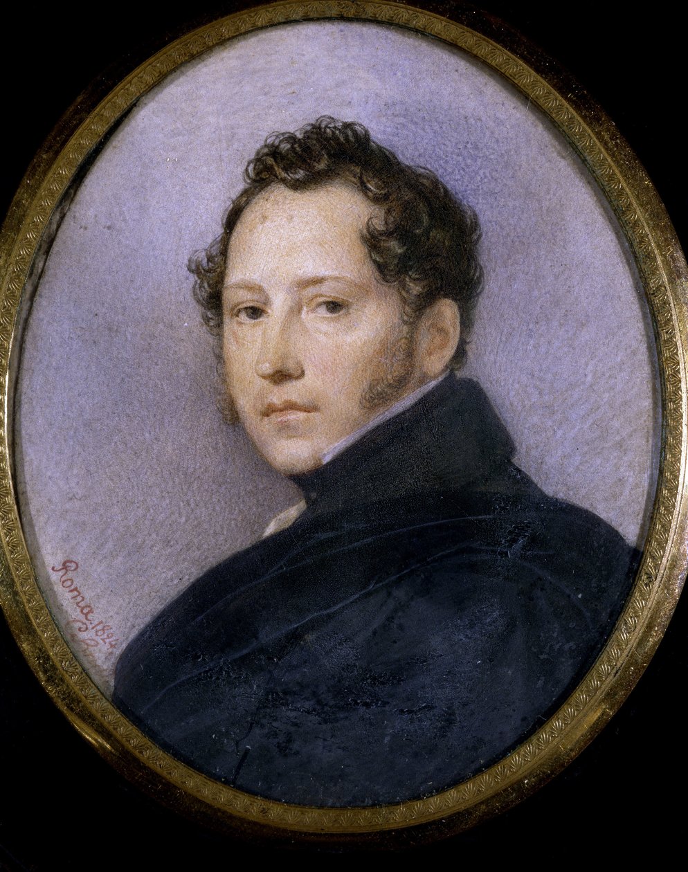 Taiteilija Sylvester Shchedrinin muotokuva (Sylvester Shchedrin) (1791-1830) (Taiteilija S. Shchedrinin muotokuva). Karl Pavlovich Briullov (Briullov) (1799-1852) työ, akvarelli paperille tekijältä Karl Pavlovich Bryullov