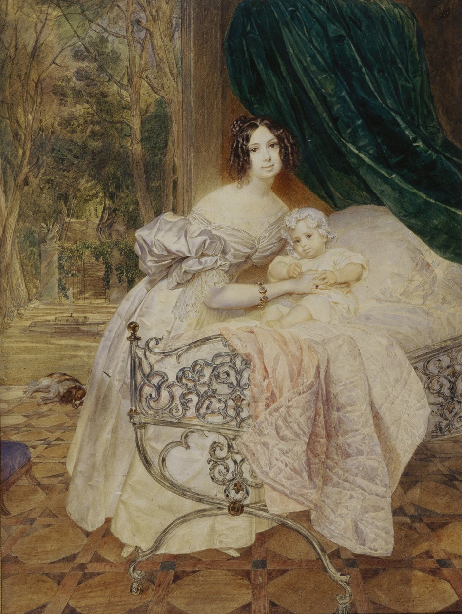 Muotokuva Maria Butenevasta tytär Marian kanssa, 1835 tekijältä Karl Pavlovich Bryullov