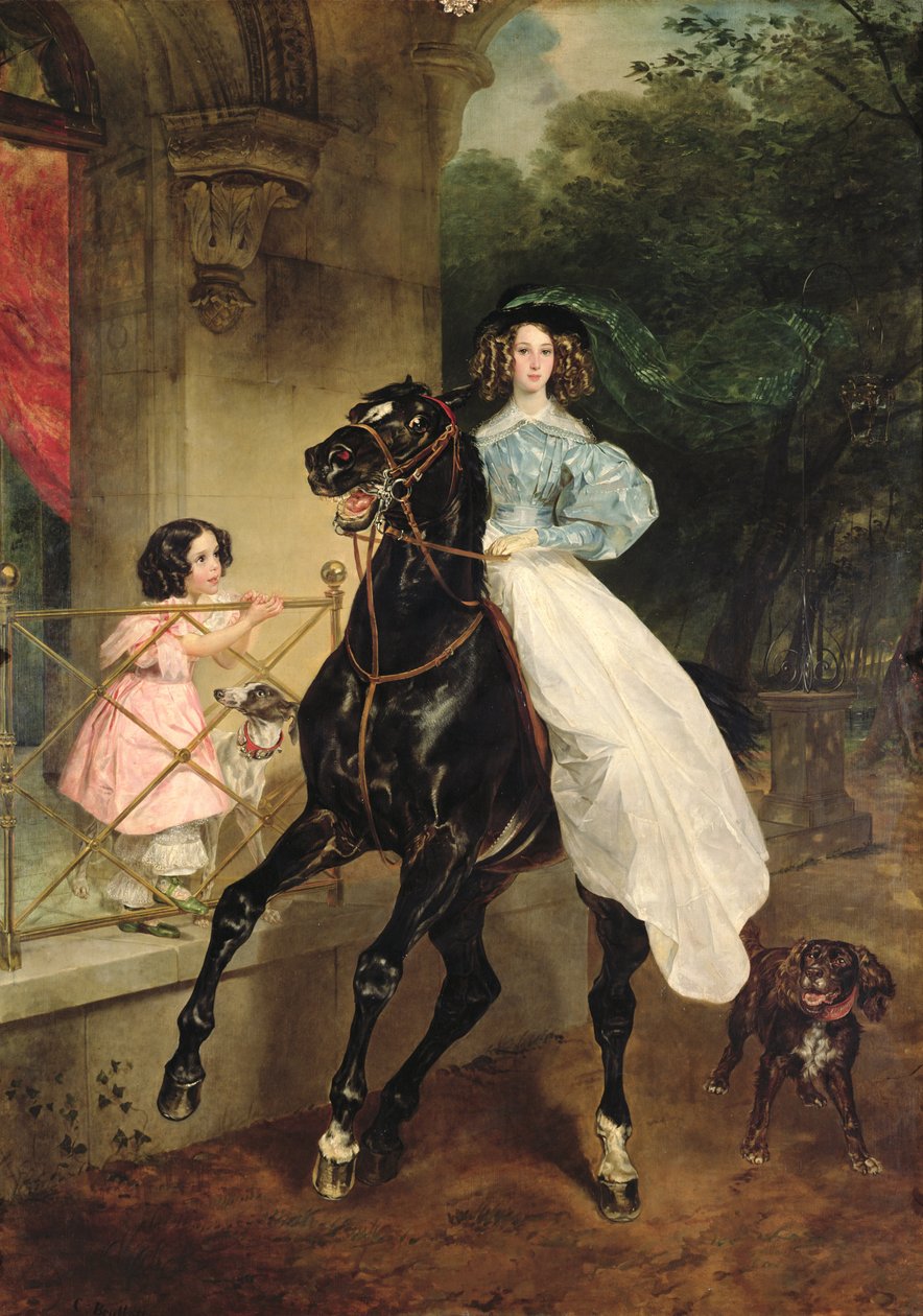 Hevosnainen, muotokuva Giovanina ja Amacilia Paccinista, kreivitär Samoilovan holhoojista, 1832. tekijältä Karl Pavlovich Bryullov