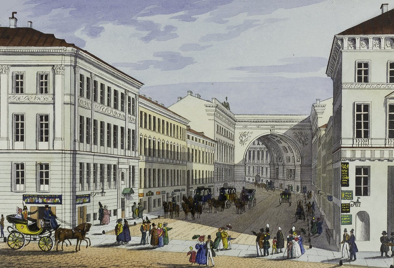 Millionnaya-katu ja Kotomin-talo Pietarissa, 1800-luvun ensimmäinen puolisko. tekijältä Karl Petrovich Beggrov