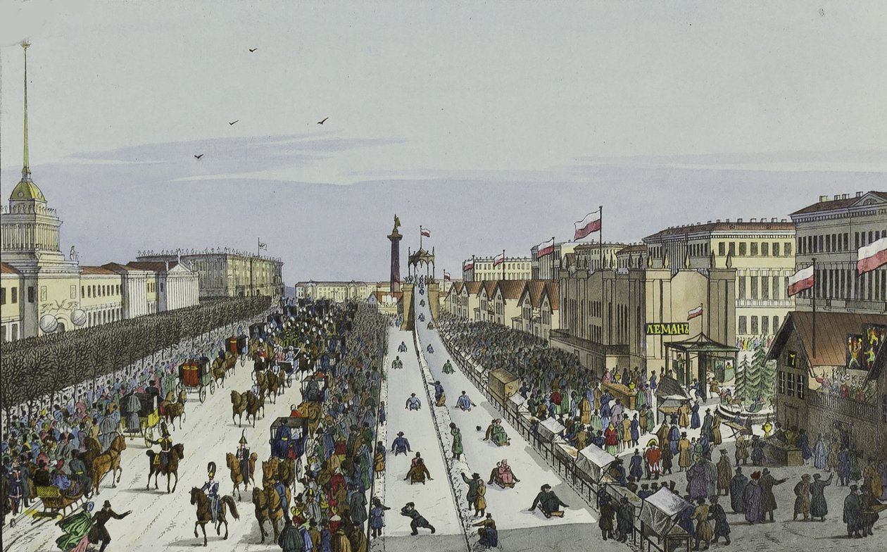 Julkinen ilontila Pietarin Admiralty-aukiolla, 1800-luvun ensimmäinen puolisko. tekijältä Karl Petrovich Beggrov
