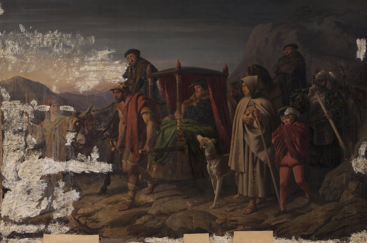 Keisari Kaarle V pakenemassa Moritz von Sachsenia tekijältä Karl Swoboda