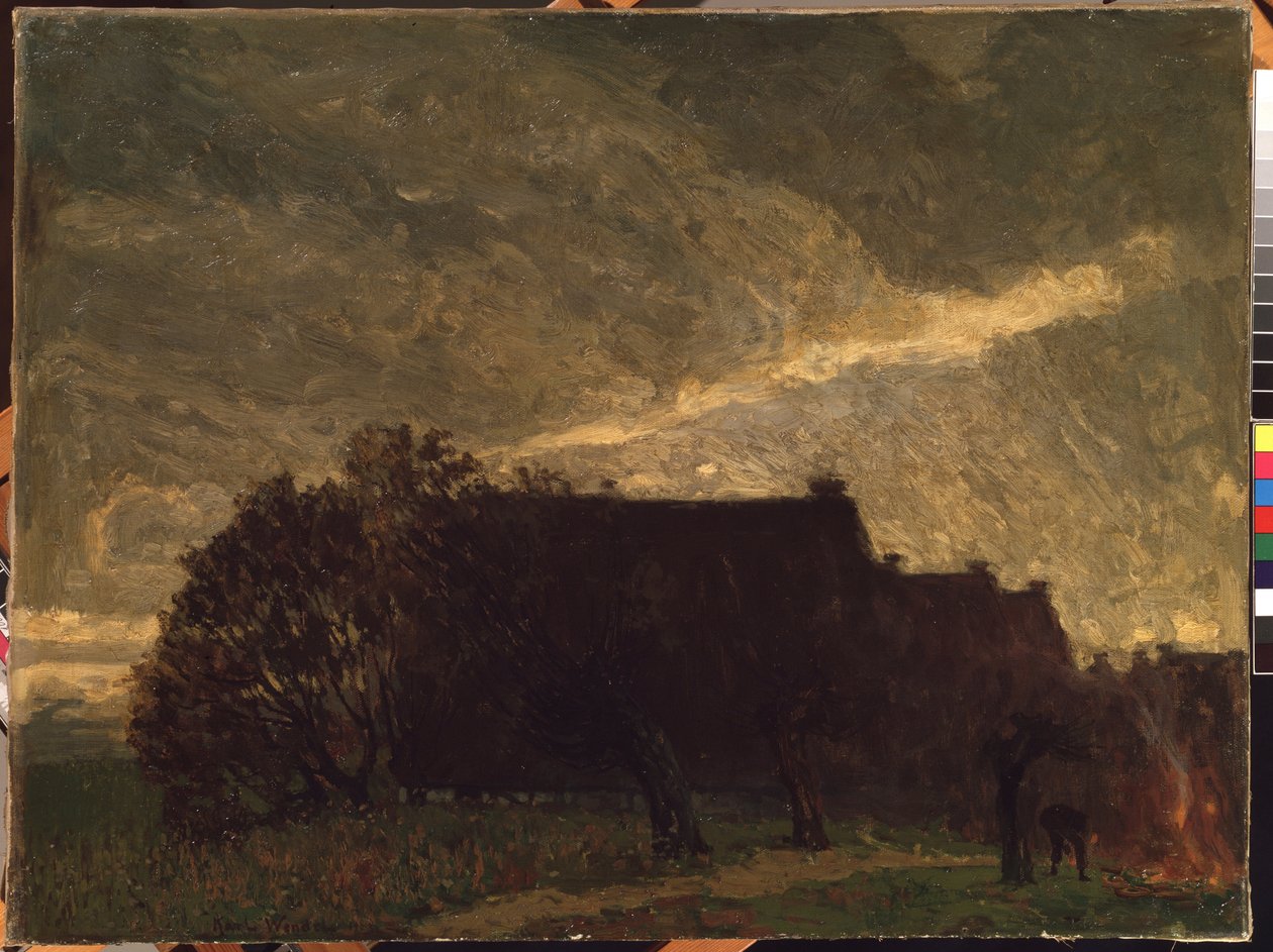 ""Un village en automne"" (Uma aldeia no outono) Peinture de Karl Wendel (1878-1937) 1903 Musee des Beaux Arts de Mikalojus Konstantinas Ciurlionis, Kaunas, Lituâniafinlandês tekijältä Karl Wendel