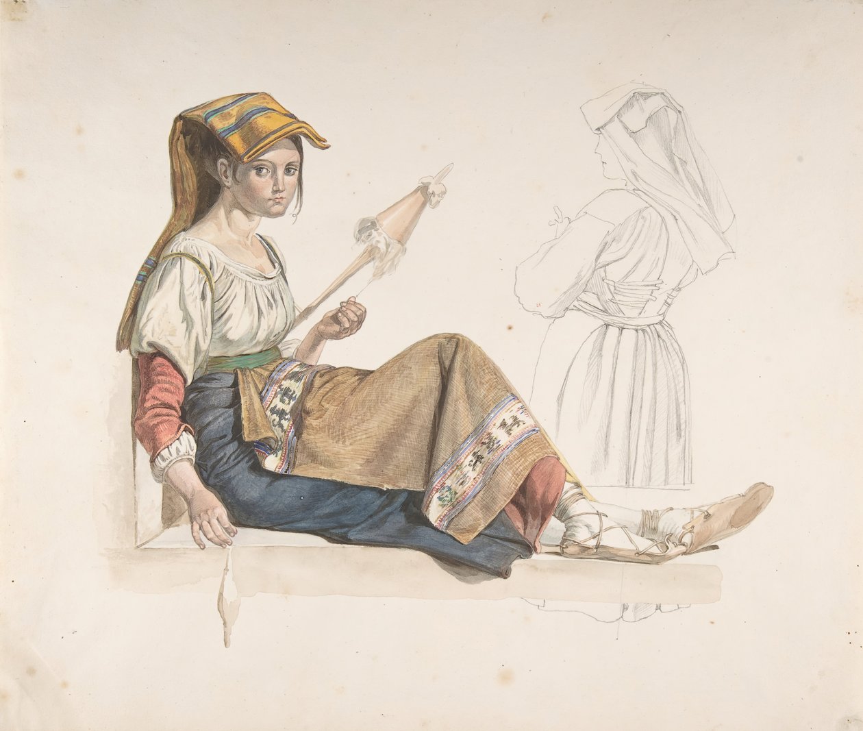 Napolitan Woman recto, Study for an Interior verso, 1700-1800-luvun loppu. tekijältä Karl Wilhelm Freiherr von Heideck