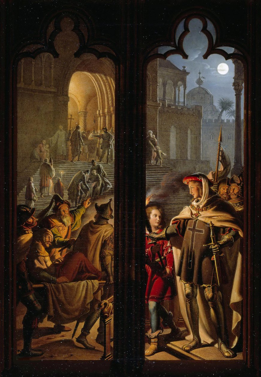 Teutoniritarit veljeinä Jerusalemissa, 1824. tekijältä Karl Wilhelm Kolbe the Younger