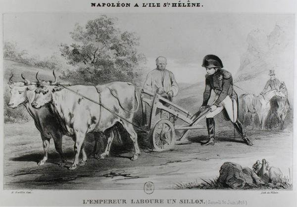 Napoleon (1769-1821) St. Helenalla, kaiverrus Francois le Villain (fl.1819-22) tekijältä Karl after Loeillot Hartwig