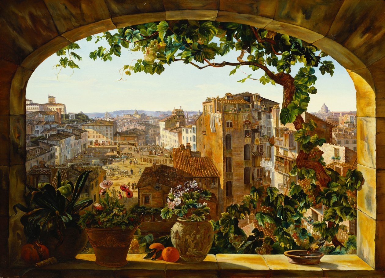 Piazza Barberini, Rooma, 1830 tekijältä Karl von Bergen