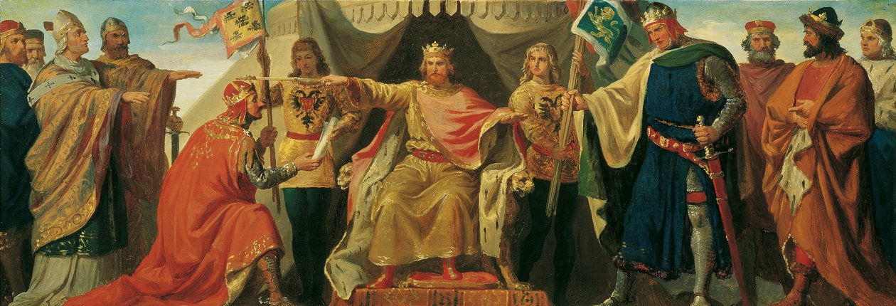 Friedrich Barbarossa lyö Heinrich Jasomirgottin ja Heinrich-leijonan tekijältä Karl von Blaas