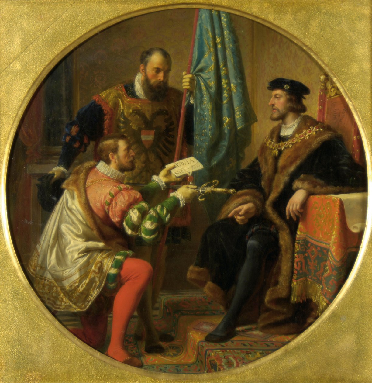 Keisari Kaarle V ja kuningas Francis I Paviassa 1525 tekijältä Karl von Blaas