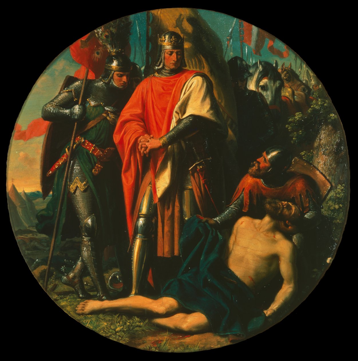 Rudolph I taistelukentällä voiton jälkeen Ottokarista, 1278, n. 1868. tekijältä Karl von Blaas