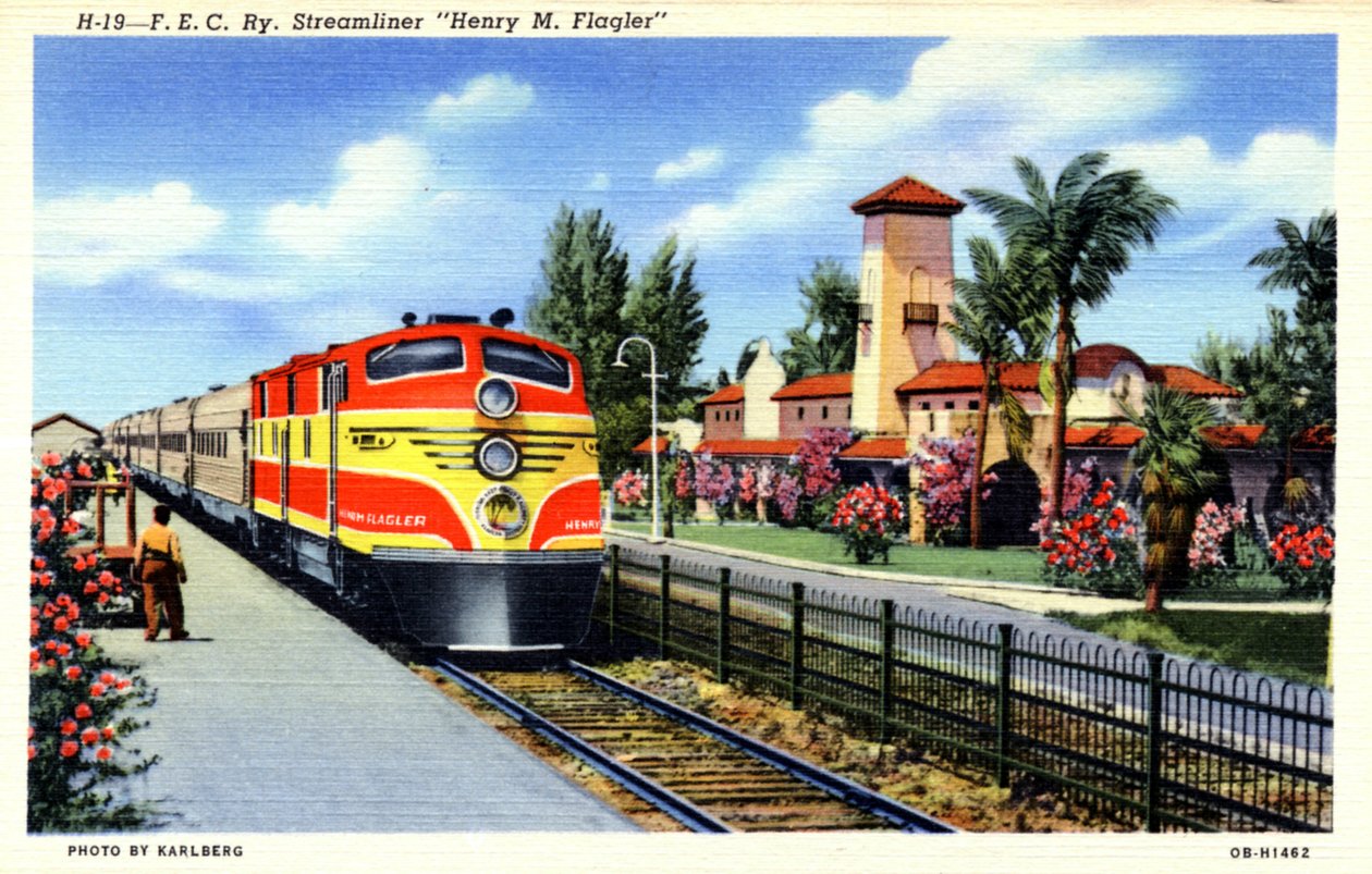 FEC Railwayn virtaviivaistava juna Henry M Flagler, Florida, 1940 tekijältä Karlberg