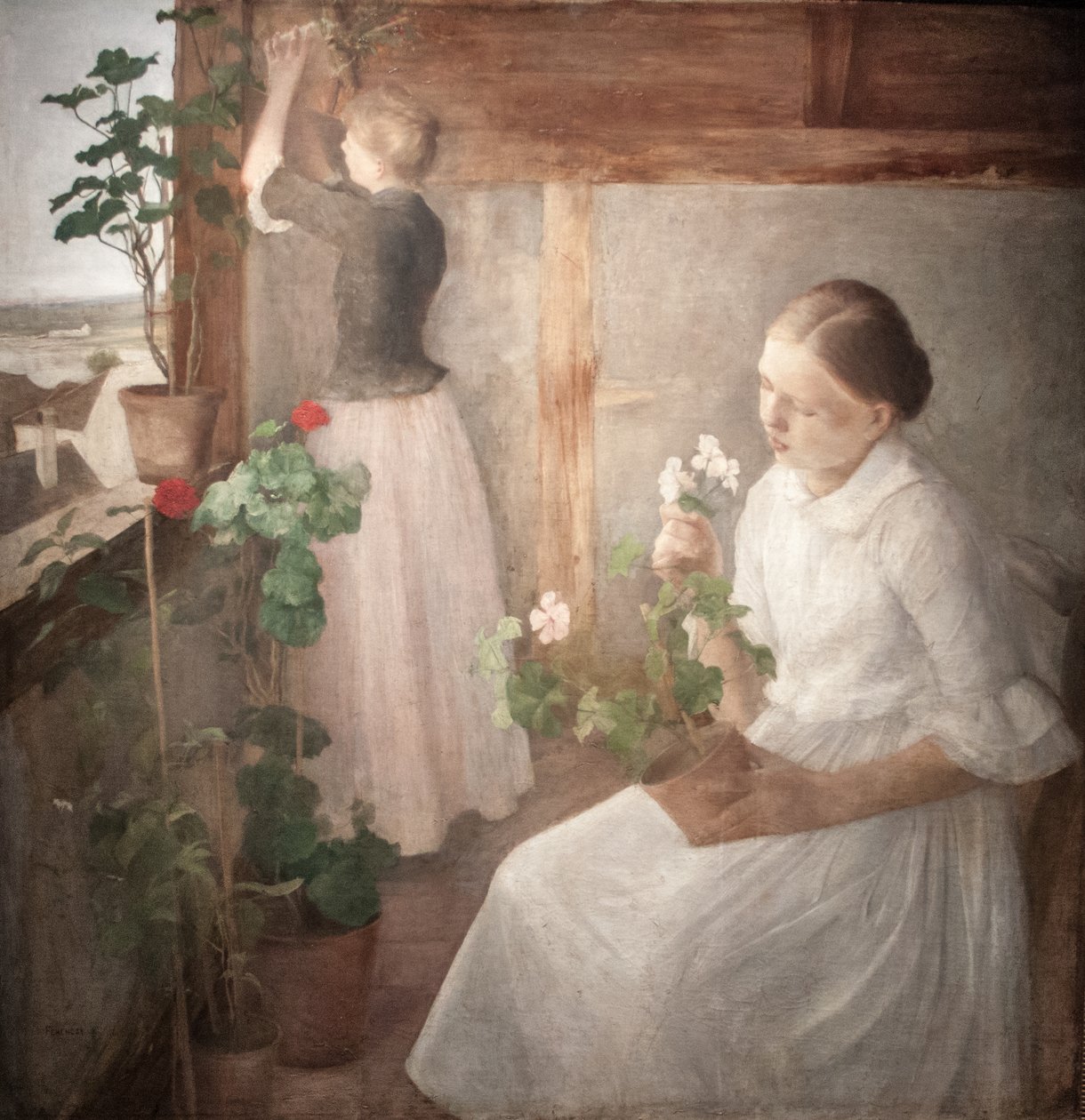 Leanyok viragokat gondoznaknEnglanti: Girls_tending_flowersn tekijältä Károly Ferenczy