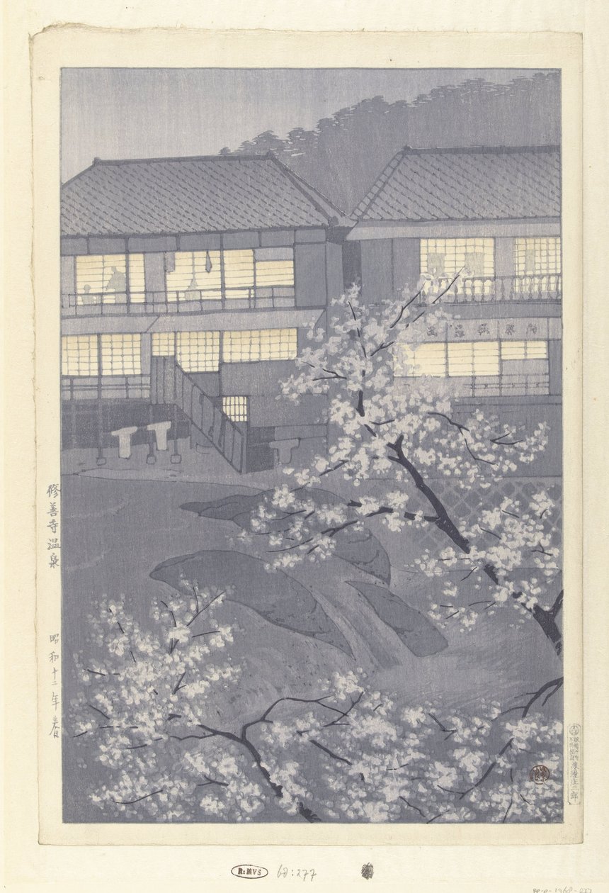Shuzenjin kuumat lähteet Shuzenji onsen (otsikko esineessä) tekijältä Kasamatsu Shirô