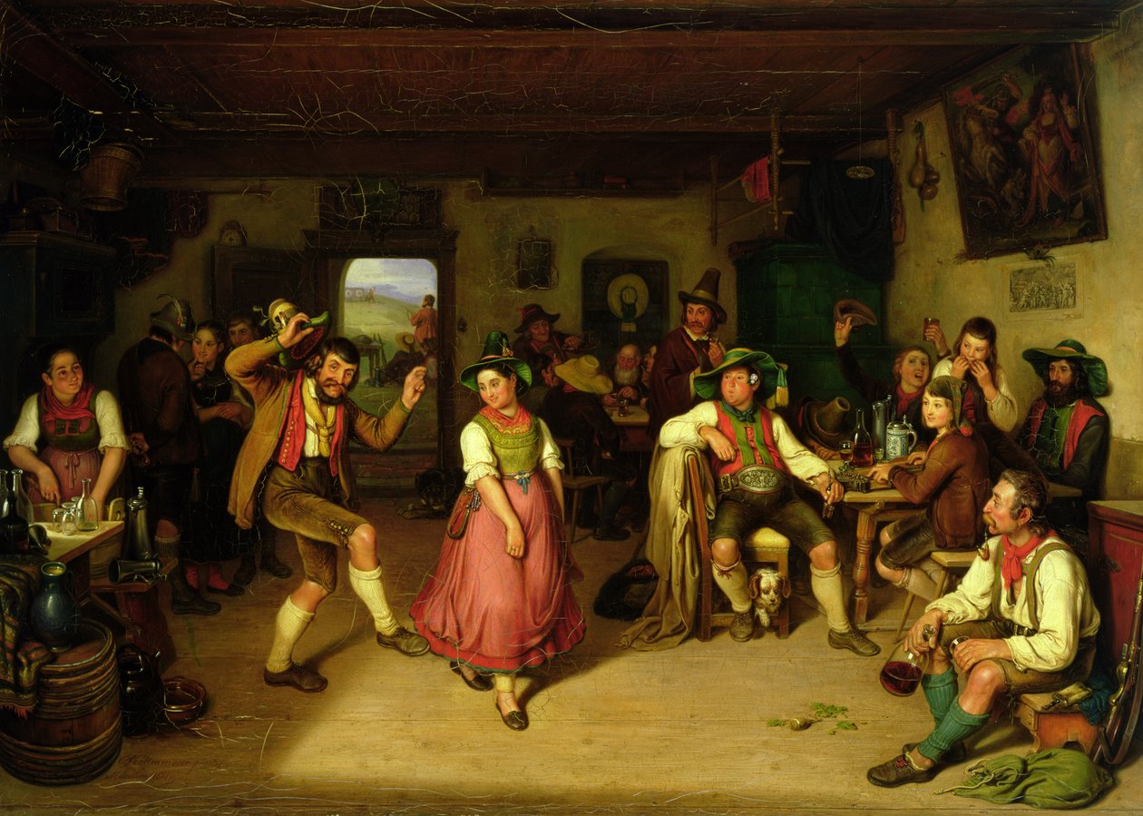 Ammunta ja tanssi Oberbayernissa, 1841 tekijältä Kaspar Kaltenmoser