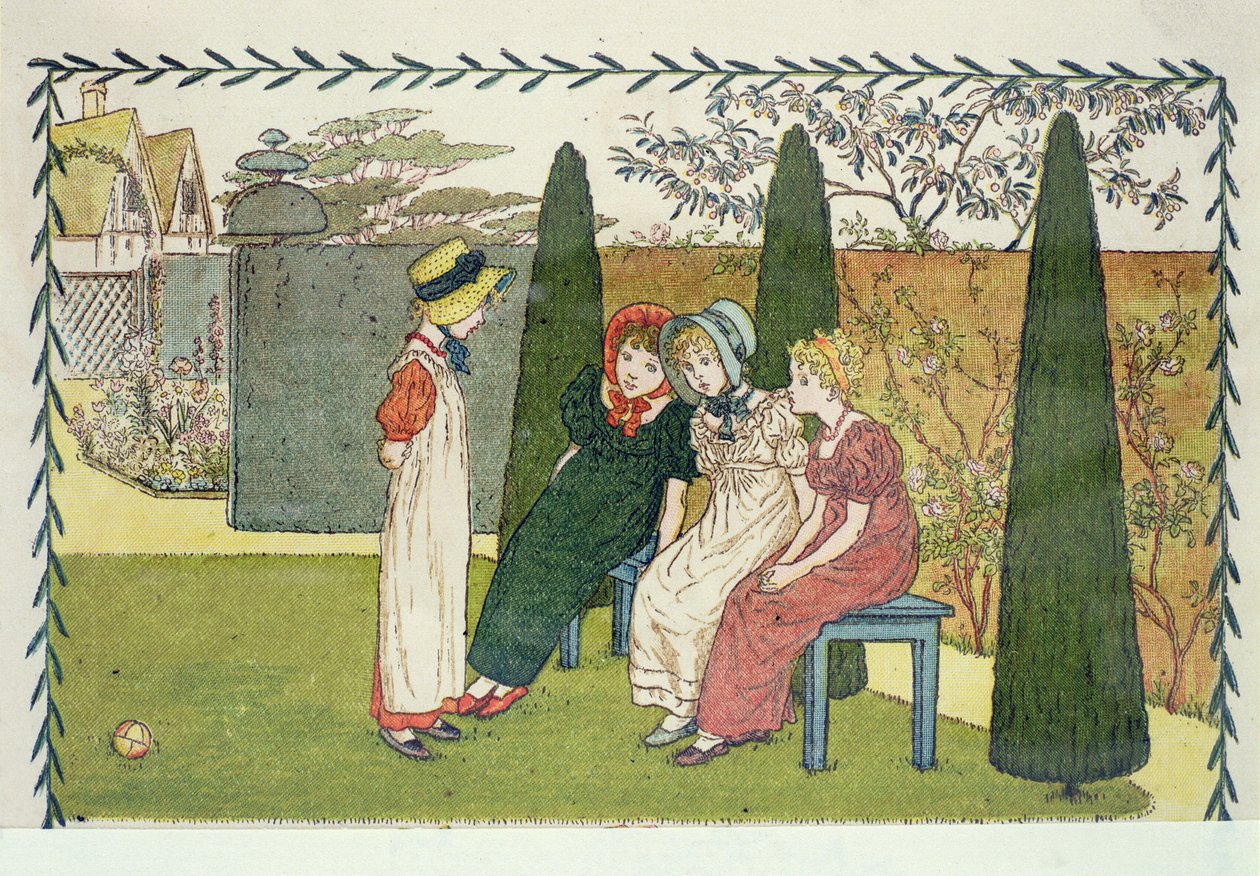 Puutarhassa, "Päivä lapsen elämässä" tekijältä Kate Greenaway