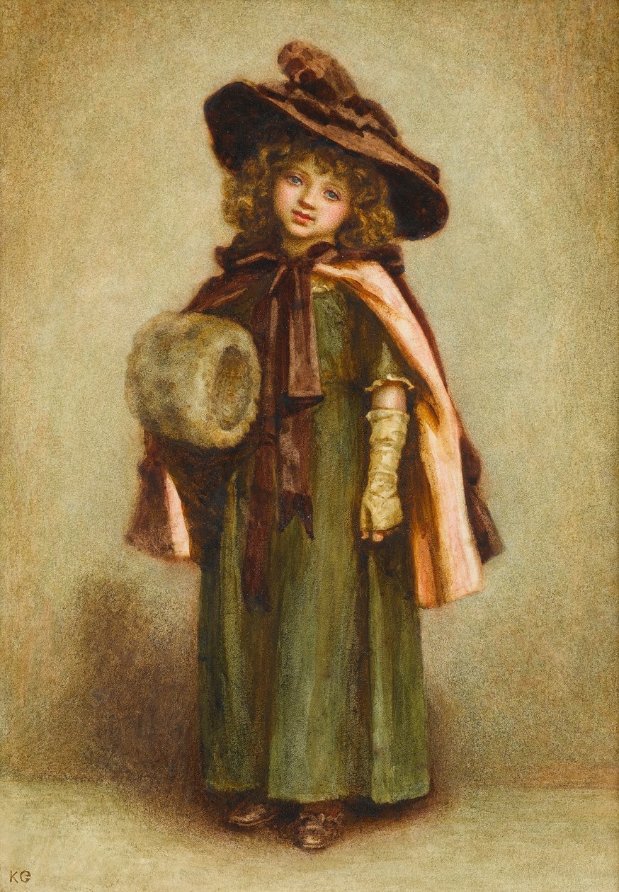 Valmiina lähtöön: The Girl with the Muff (wc paperilla) tekijältä Kate Greenaway