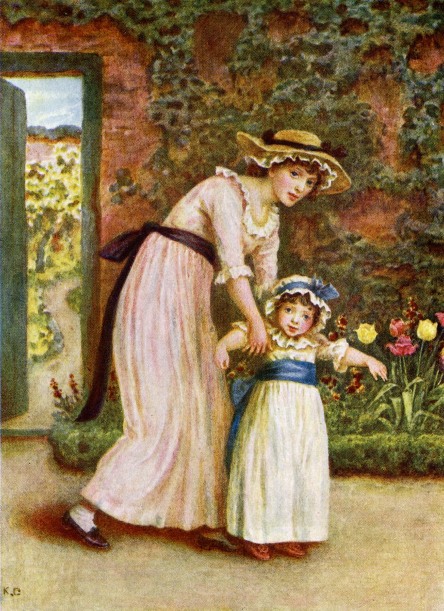 Kaksi tyttöä puutarhassa, kirjoittanut Kate Greenaway tekijältä Kate Greenaway