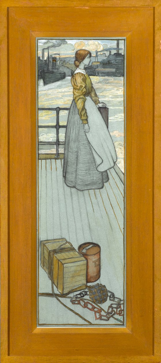 Odotan Dartmouthin lauttaa, n. 1910 (liitu sinisellä paperilla) tekijältä Kate Blackmore