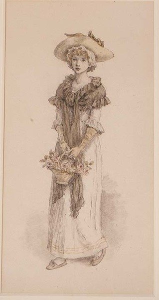 Ruusukori (lyijykynä, akvarelli) tekijältä Kate Greenaway
