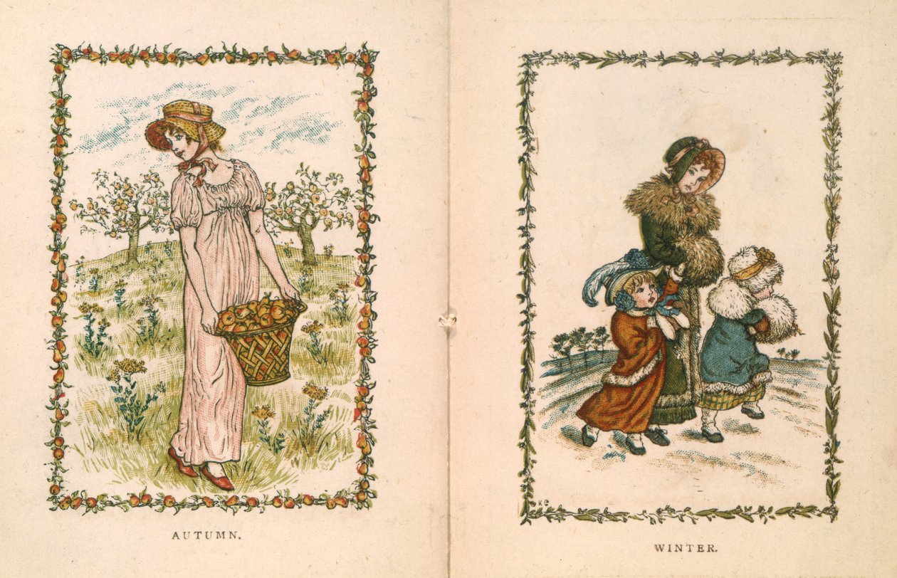 Huonekalut ja erilaiset esineet 1100- ja 1300-luvuilta tekijältä Kate Greenaway