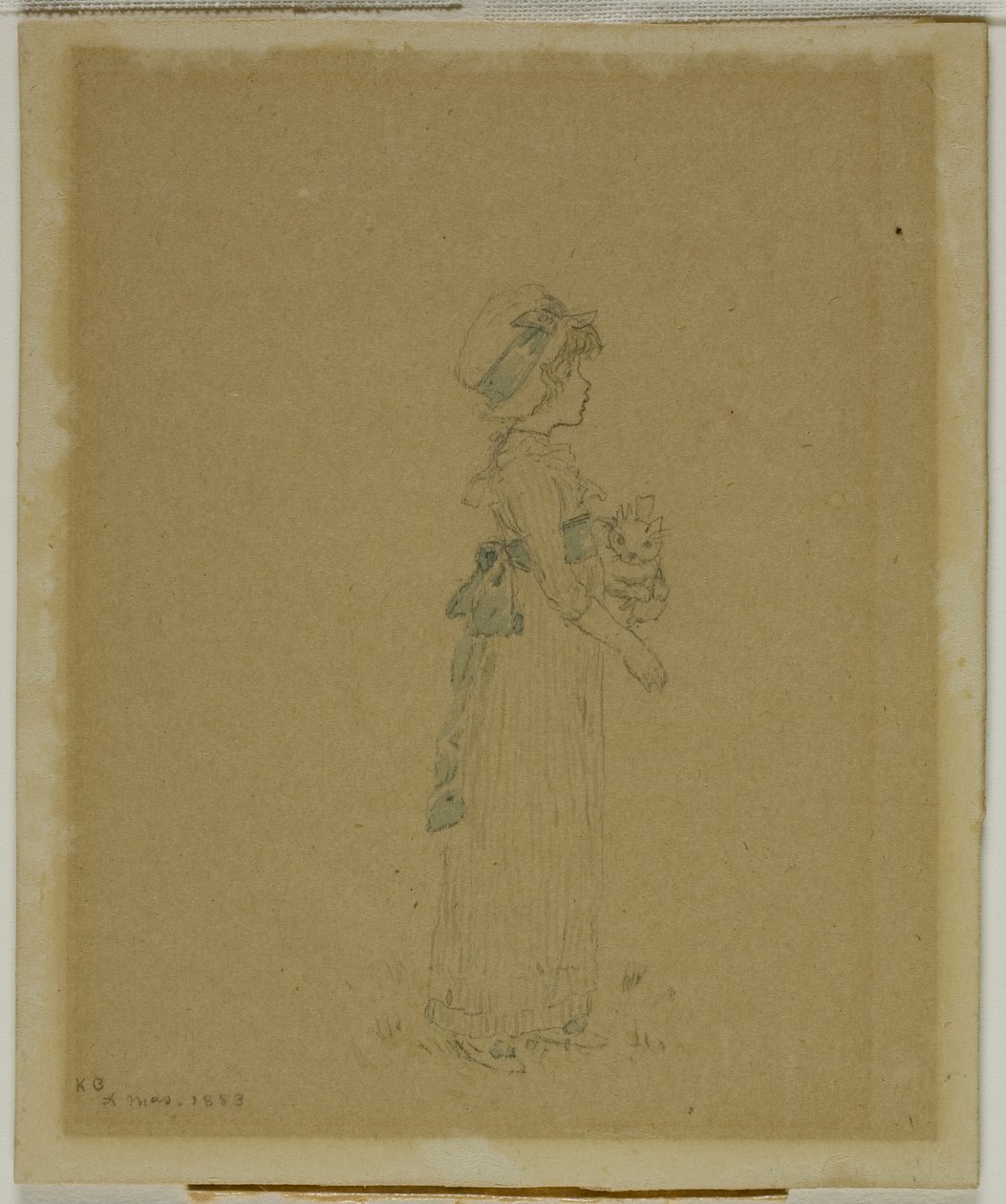Tyttö kissan kanssa tekijältä Kate Greenaway