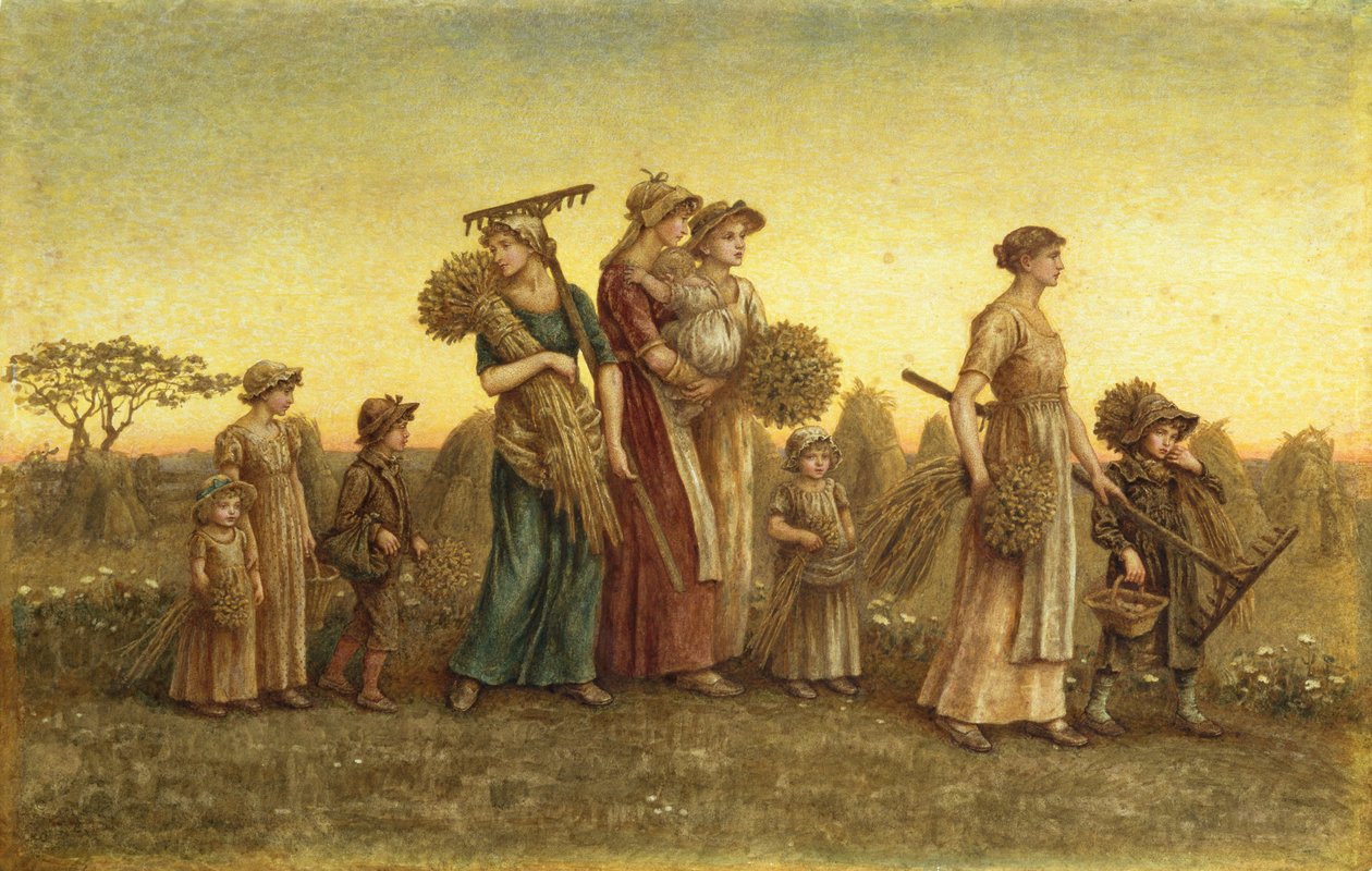 Gleaners Going Home (akvarelli laivalla) tekijältä Kate Greenaway