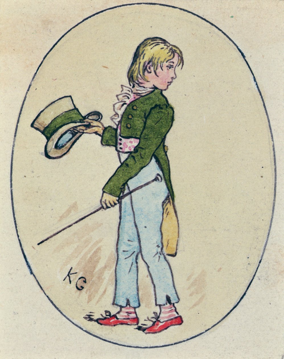 Kuvitus Pyhän Ystävänpäivälle 1914 (wc paperilla) tekijältä Kate Greenaway