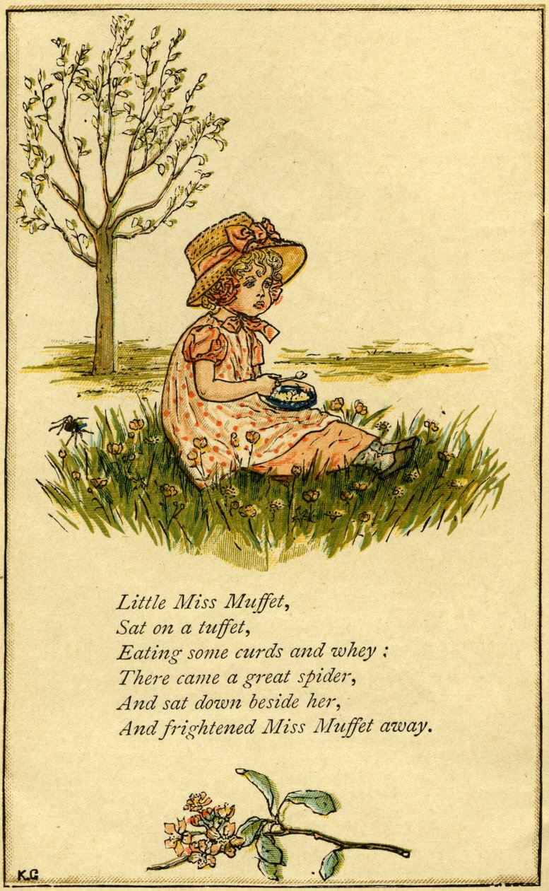 Little Miss Muffet kuvitettu tekijältä Kate Greenaway