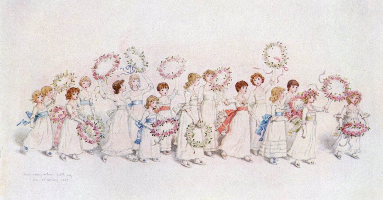 Kate Greenawayn "Paljon onnellista paluuta". tekijältä Kate Greenaway