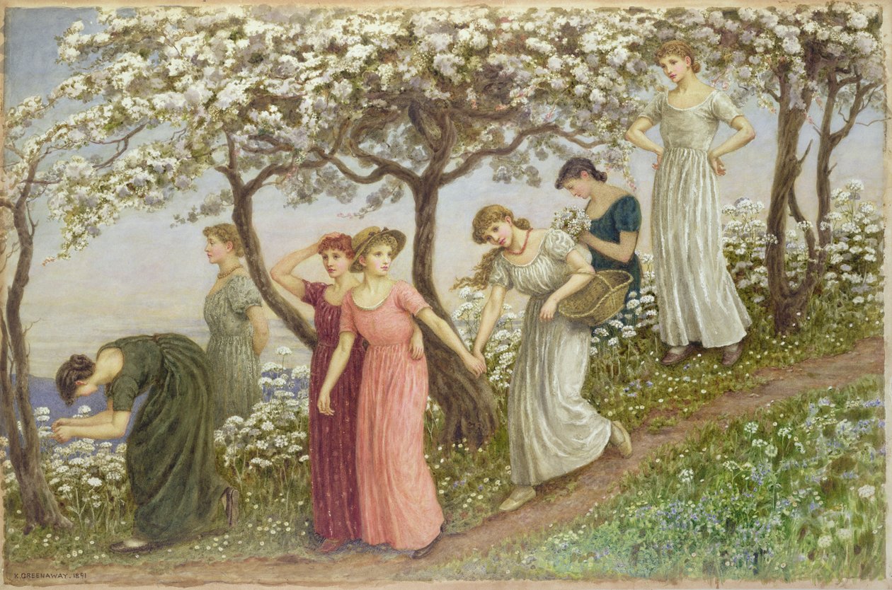 Huonekalut ja erilaiset esineet 1100- ja 1300-luvuilta tekijältä Kate Greenaway