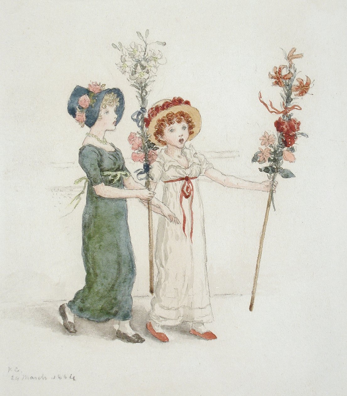 Kaksi lasta sauvoineen tekijältä Kate Greenaway